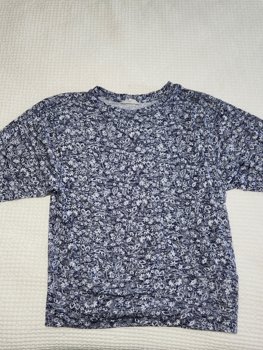 Women's Navy Floral Short-Sleeve Blouse